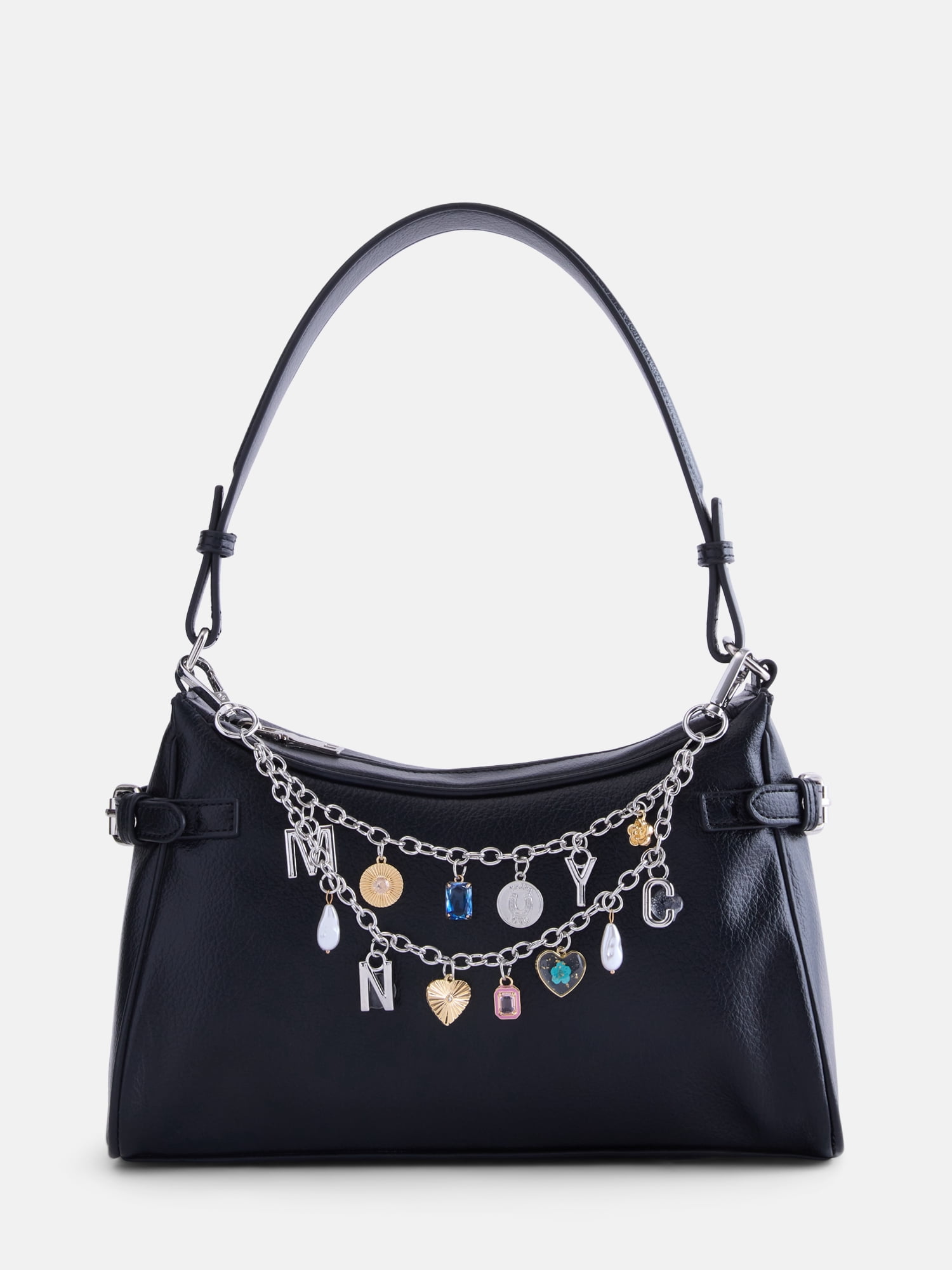 Madden NYC Women’s Shoulder Bag with Charm, Black