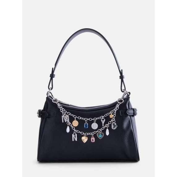 Madden NYC Women’s Shoulder Bag with Charm, Black