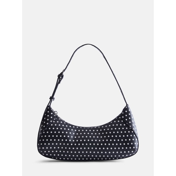 Madden NYC Women's Curved Baguette Shoulder Bag, Black and White