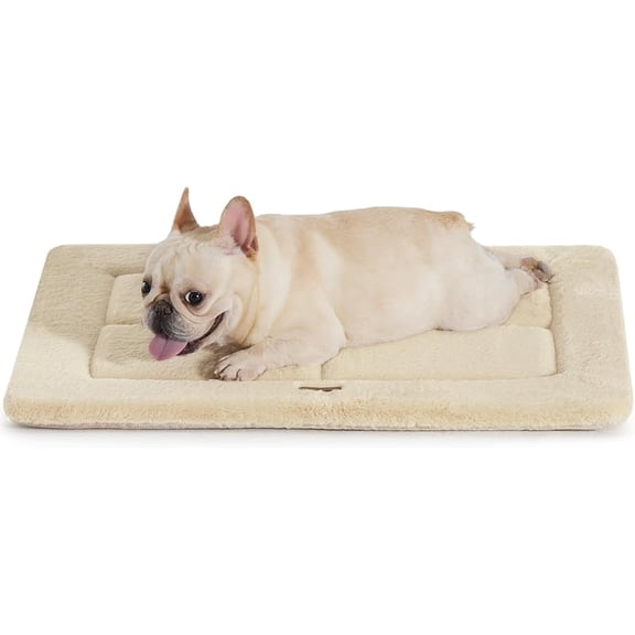 MADE 4 PETS Dog Crate Pad Bed for Large Dogs, Washable & Reversible, Anti-Slip Kennel Mat for Cozy Sleeping, Soft Fluffy Dog Bed for Indoor & Outdoor Use, 44"x32", Khaki
