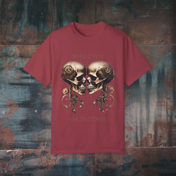 MADE FOR EACH OTHER Romantic Skulls Unisex Garment-Dyed T-shirt
