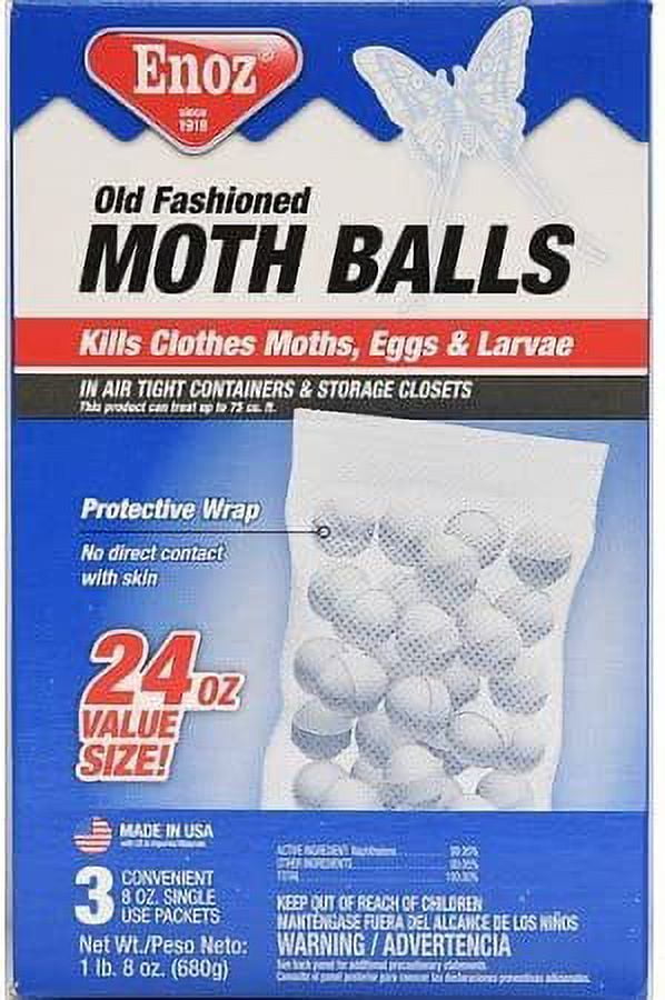 MADE IN THE USA - Enoz Old Fashioned Moth Balls - 1.5 Pound