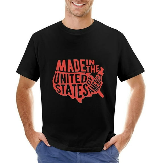 MADE IN U.S.A. Men’s Graphic T-shirt Vintage Short Sleeve Sport Tee Black 3XL