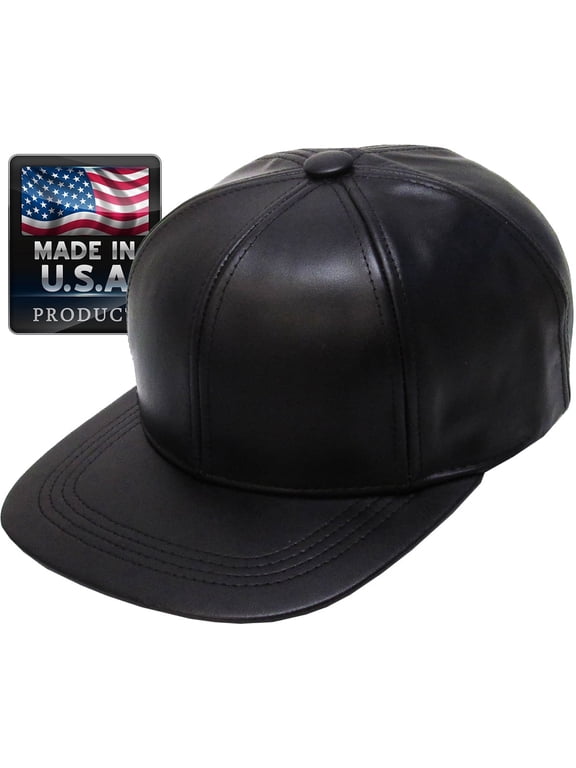 MADE IN USA Genuine Leather Baseball Cap Adjustable Velcro Closure