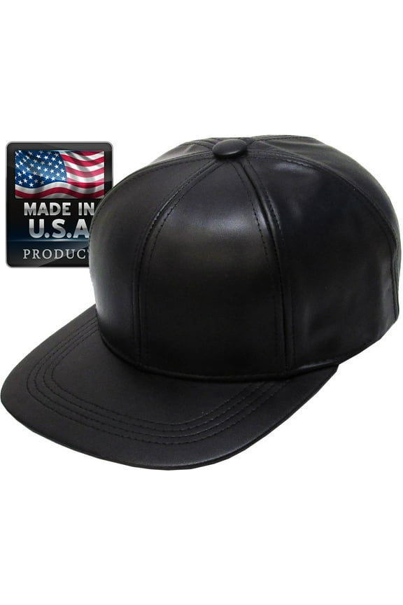 MADE IN USA Genuine Leather Baseball Cap Adjustable Velcro Closure