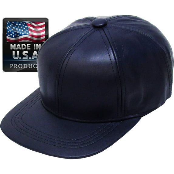 MADE IN USA Genuine Leather Baseball Cap Adjustable Velcro Closure