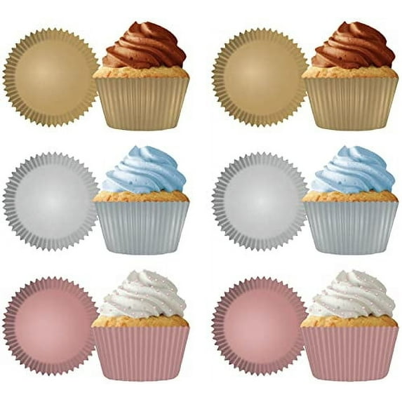 MADE IN USA Pack of 144 Thick Grease Resistant Fluted Cupcake Liners (Metallics)