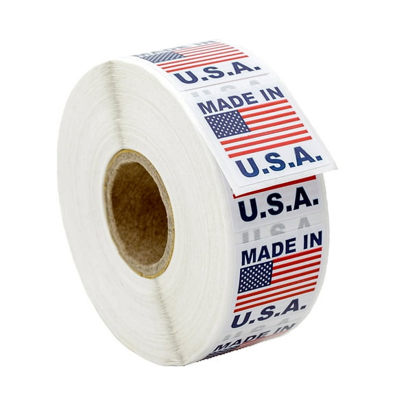 MADE IN USA Pre-Printed Labels Stickers with permanent adhesive on 1" Core (1" x 1") 1 Roll / 1,000 Labels per Roll