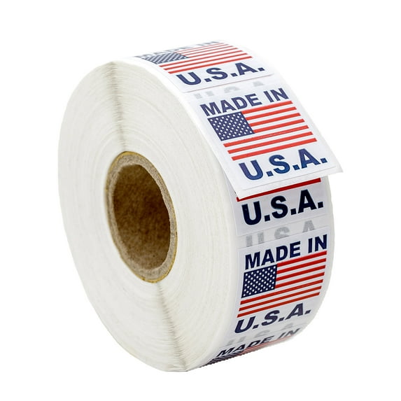 MADE IN USA Pre-Printed Labels Stickers with permanent adhesive on 1" Core (1" x 1") 40 Rolls / 1,000 Labels per Roll