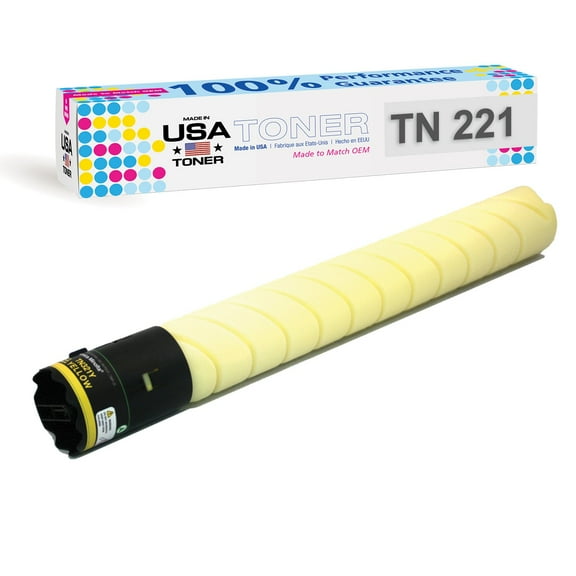 MADE IN USA TONER Compatible Replacement for Konica Minolta TN221Y, Bizhub C227, C227e, C287, C287e, C367 Yellow