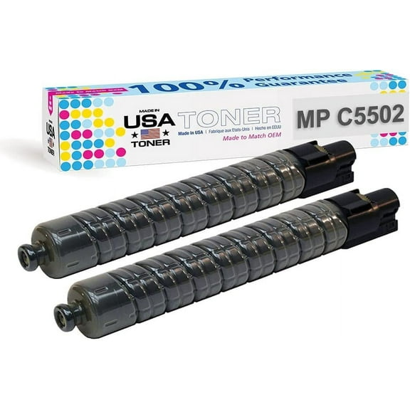 MADE IN USA TONER Compatible Replacement for Ricoh Aficio Savin Lanier MP C4502 MP C5502 841679 841751 - Black, 2 Pack 31,000 Pages