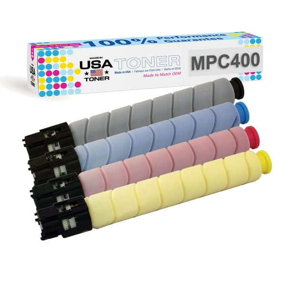 MADE IN USA TONER Compatible Replacement for Ricoh Aficio Savin MP C300, C400, MP C401 Black, Cyan, Yellow, Magenta, 4 Pack