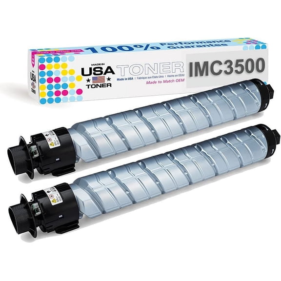 MADE IN USA TONER Compatible Replacement for Ricoh Lanier Savin IM C3000, IM C3500, 842251 Black, 2 cartridges