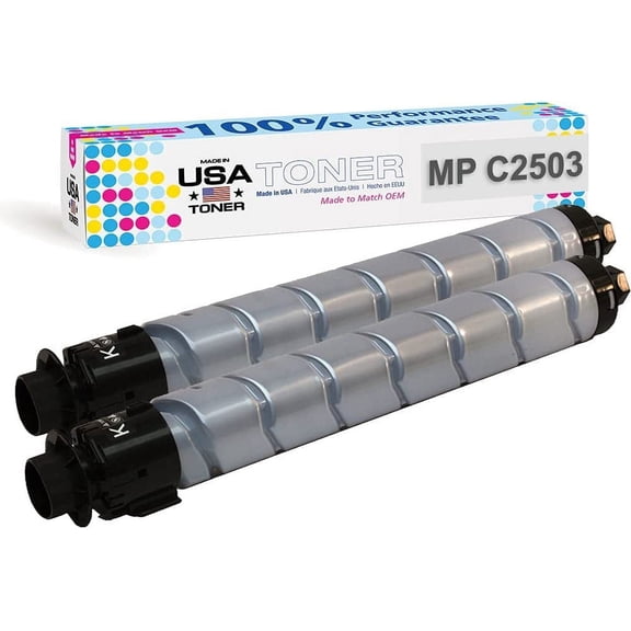 MADE IN USA TONER Compatible Replacement for Ricoh MP C2003 MP C2503 MP C2004 MP C2504 Lanier Savin MP C2003 MP C2503 841918 Black, 2 Pack