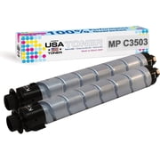 MADE IN USA TONER Compatible Replacement for Ricoh MP C3003 MP C3004 MP C3504 MP C3004ex MP C3504ex 841813 Black, 2 Pack