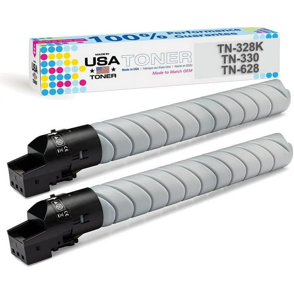 MADE IN USA TONER Compatible Replacement for use in Konica Minolta TN328K, TN328C, TN328M, TN328Y, bizhub C250i, C300i, C360i Black, 2pk