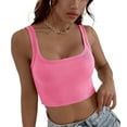 thumbnail image 1 of MADE IN USA Womens Sleeveless Ribbed Crop Tank Top Scoop Neck Fitted Sexy Summer Gym Workout Shirt, 1 of 8