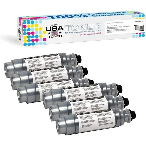 MADE IN USA TONER Compatible Replacement for Ricoh Aficio MP 1022, 1027, 1032, MP2510, MP2550, MP3010, MP2851, MP2553, MP3053, Toner 2120D, 841337, 888169 Black, 6 Pack
