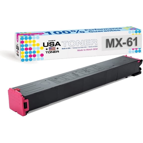 MADE IN USA TONER Compatible Replacement for Sharp MX-61NT, MX3050, MX3070, MX5070, MX2651, MX3051, MX3061, MX3071, MX3551, MX3561, MX3571, MX4051, MX4061, MX61NTMA Magenta, 1 Cartridge