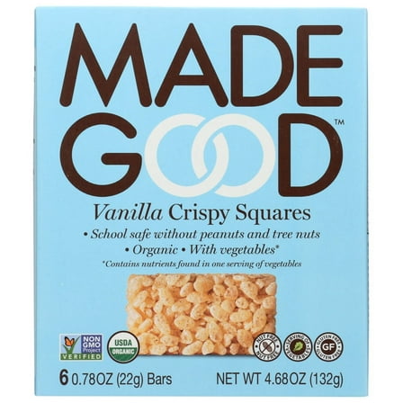 MADEGOOD VANILLA CRISPY SQUARES, 6 BARS
