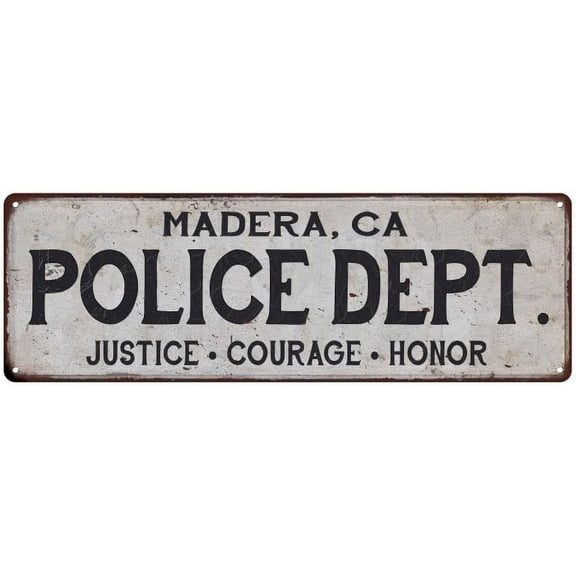 MADERA, CA POLICE DEPT. Home Decor Metal Sign Gift 6x18 206180012555