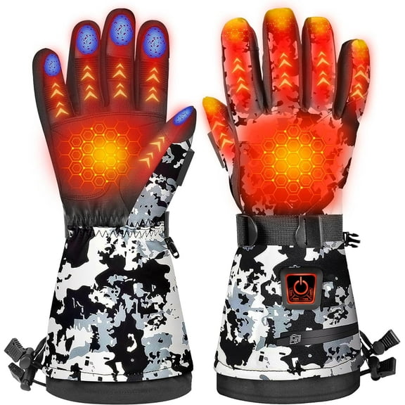MADETEC Heated Gloves for Men Women,7.4V 22.2Wh Rechargeable Electric Camo Heated Gloves,Up to 10H Heating,Touchscreen Ski Winter Gloves for Outdoor Skiing Hunting Work Hiking