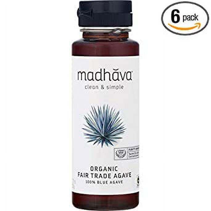 MADHAVA Organic Fair Trade Agave, 11.75 oz. Bottle (Pack of 6) 100 Pure Organic Blue Agave