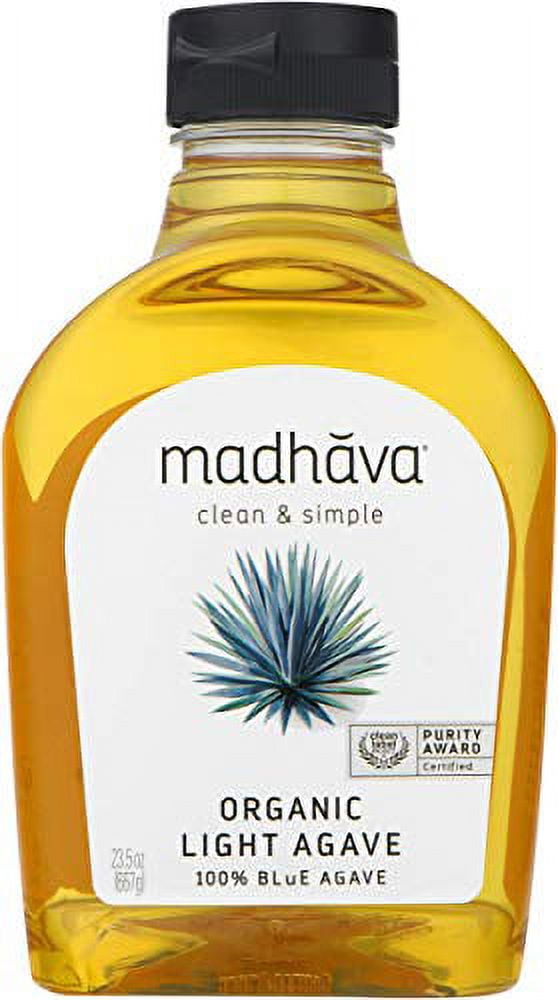 MADHAVA Organic Light Agave, 100 Pure Organic Blue Agave Nectar Natural Sweetener, Sugar