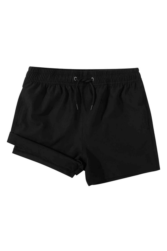 Boy's 2 in 1 Swim Trunks with Liner Funny Printed Swim Shorts for Kids Black 8