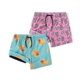 thumbnail image 1 of MADHERO Boy's 2 in 1 Swim Trunks with Liner Funny Printed Swim Shorts for Kids Pink Pineapple/Blue Duck 8, 1 of 7