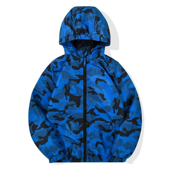 MADHERO Boys Girls Rain Jacket Lightweight Long Sleeve Windbreaker Blue print 8