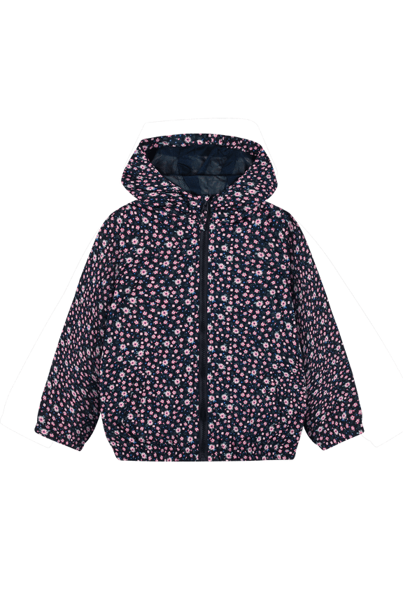 Boys Girls Rain Jacket Lightweight Long Sleeve Windbreaker Navy Pink Floral 14