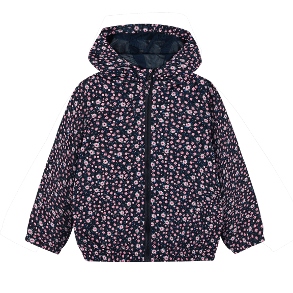 MADHERO Boys Girls Rain Jacket Lightweight Long Sleeve Windbreaker Navy Pink Floral 14