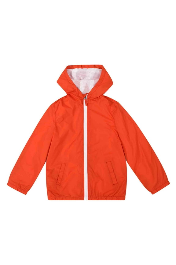 Boys Girls Rain Jacket Lightweight Long Sleeve Windbreaker Orange 10