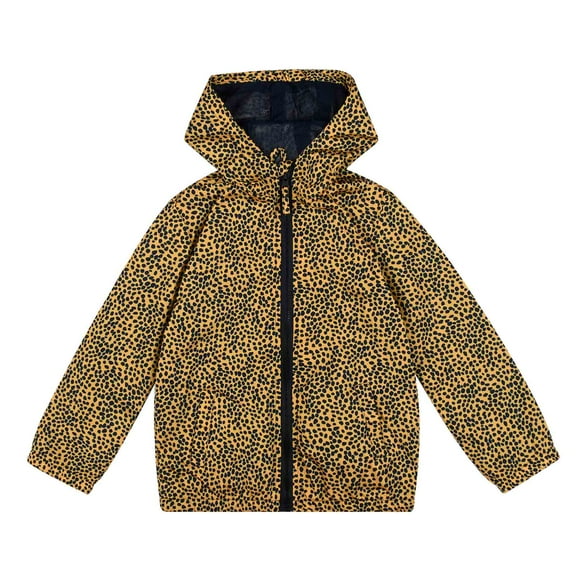 MADHERO Boys Girls Rain Jacket Lightweight Long Sleeve Windbreaker Yellow Leopard 8