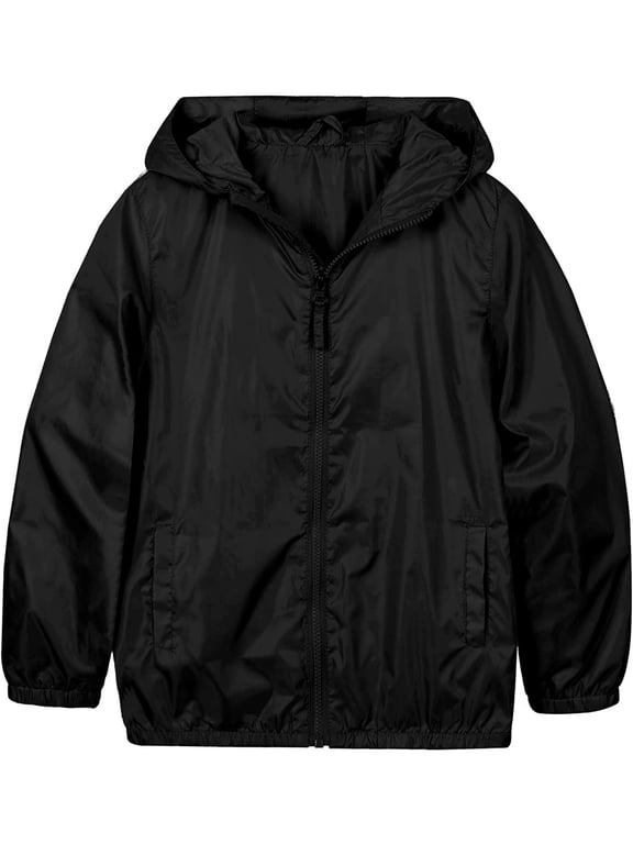 Boys Rain Jackets Rain Jacket Boy Lighweight Long Sleeve Black Size 6