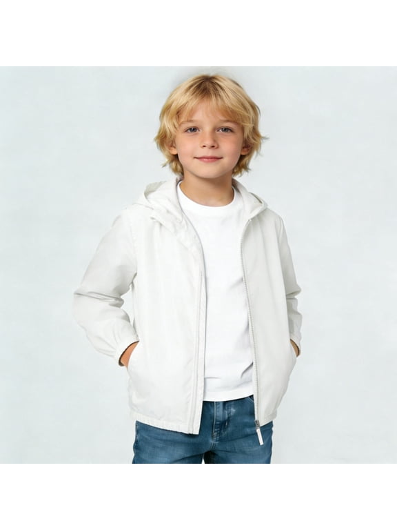 Lightweight Long Sleeve Rain Coat Windbreaker Jacket (Little Boys), Size 16