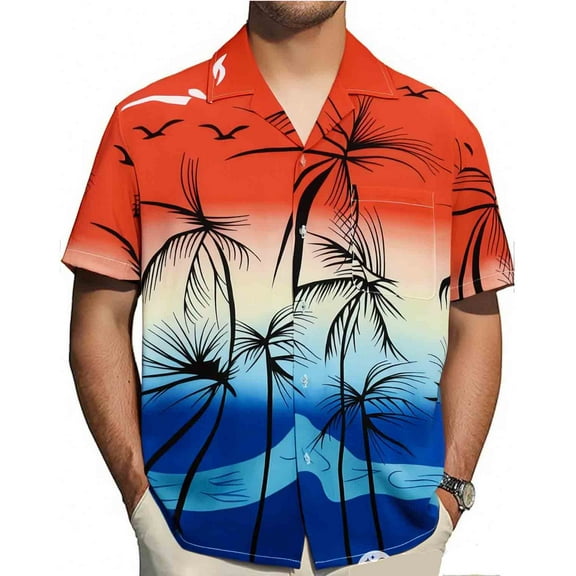 MADHERO Men's Hawaiian Shirts Casual Funny Print Short Sleeve Button Down Beach Shirts Black Size L