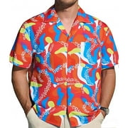 MADHERO Men's Hawaiian Shirts Casual Funny Print Short Sleeve Button Down Beach Shirts Multicolor Size 2XL