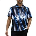 thumbnail image 1 of MADHERO Men's Hawaiian Shirts Casual Funny Print Short Sleeve Lapel Beach Shirts Black Blue Stripe Size m, 1 of 6