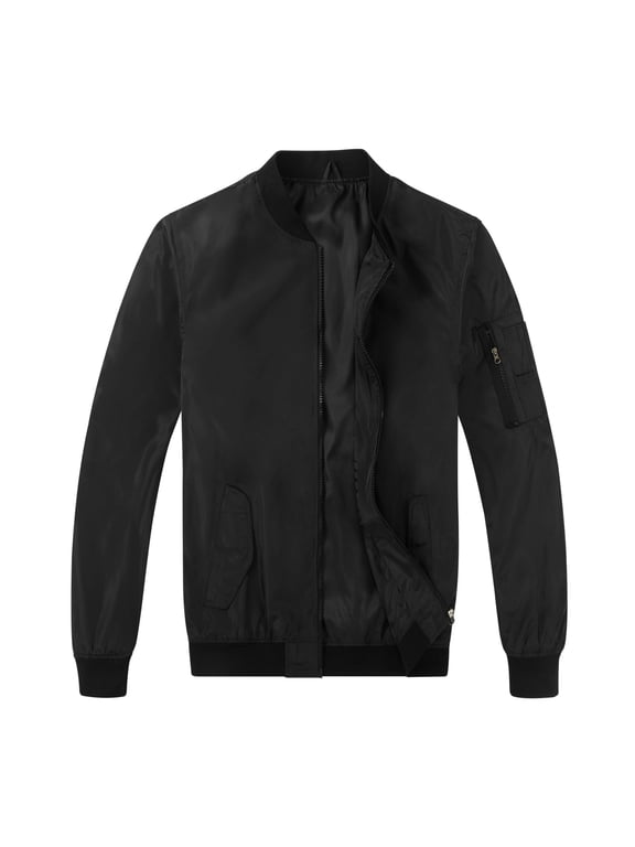 Men's Lightweight Bomber Jacket Classic Zip Up Baseball Flight Jacket Casual Windbreaker Outerwear with Arm Pocket