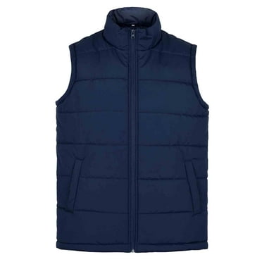 MADHERO Men's Lightweight Winter Warm Puffer Vest Outdoor Sleeveless Jacket Navy Blue Size L