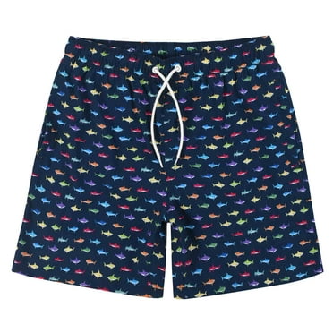 MADHERO Men's Swim Trunks with Mesh Liner Quick Dry Summer Bathing Suits Swimwear Shorts Fish Print Size M