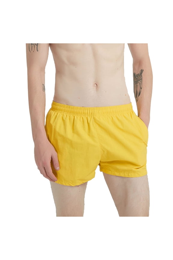 Men's Swim Trunks with Mesh Lining Quick Dry Beach Sports Shorts Bathing Suit Yellow Size M
