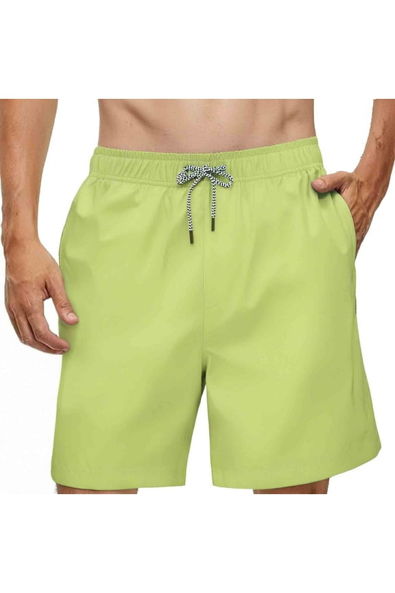 Men's Swim Trunks with Mesh Lining Quick Dry Shorts Bathing Suit Swimwear Green Size L