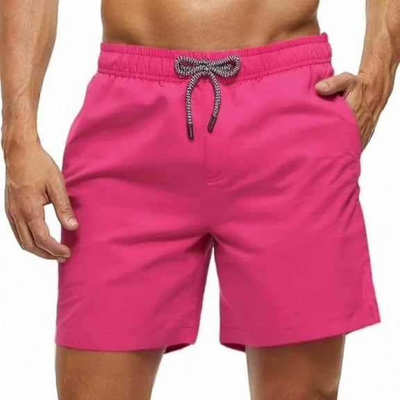 MADHERO Men's Swim Trunks with Mesh Lining Quick Dry Shorts Bathing Suit Swimwear Pink Size XL
