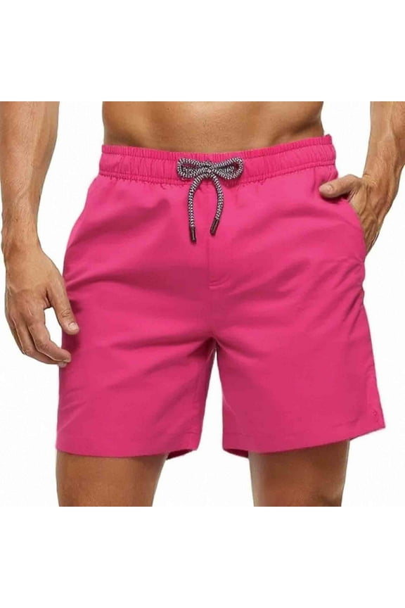 Men's Swim Trunks with Mesh Lining Quick Dry Shorts Bathing Suit Swimwear Pink Size XL