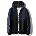 thumbnail image 1 of MADHERO Men's Windbreaker Jacket With Hooded Lightweight Packable Jacket Navy Blue/Black Size L, 1 of 6