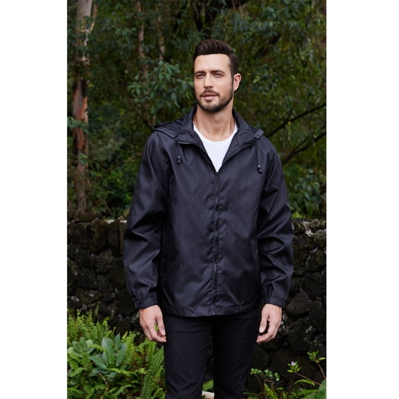 MADHERO Lightweight Waterproof Removable Hood Windbreaker Jacket and Rain Coat Men's 2XL