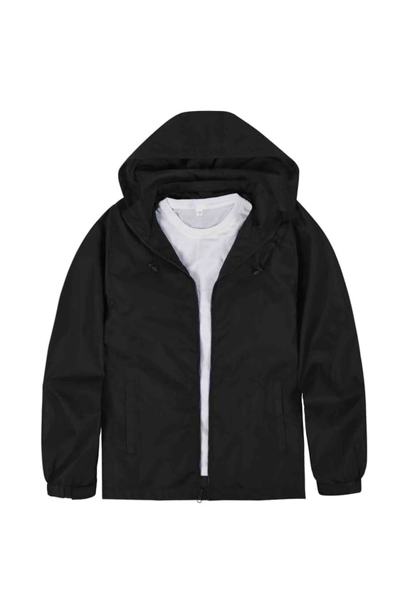 Lightweight Waterproof Removable Hood Windbreaker Jacket and Rain Coat Men's L